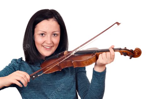 Happy Teenage Girl Play Violin Play Stand Smiling Looking Png