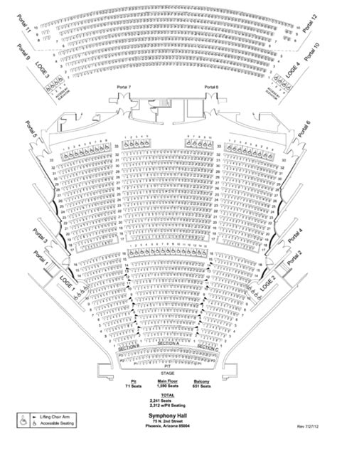 Seating Chart Symphony Hall Phoenix Printable Pdf Download