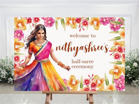 Puberty Ceremony Welcome Sign Half Saree Ceremony Welcome Etsy