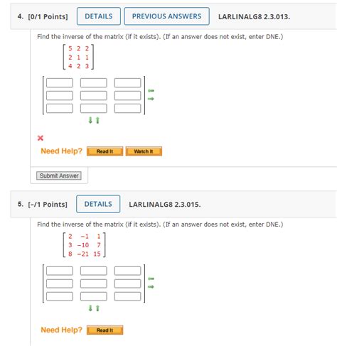 Solved Points Details Previous Answers Larlinalg Chegg