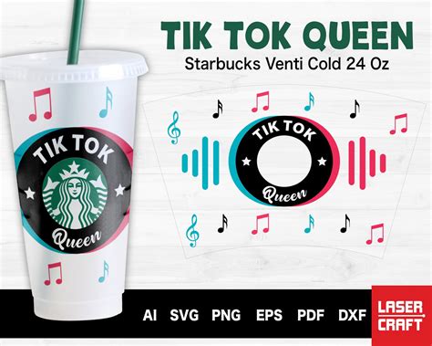 Bundle Tiktok Starbucks Cup Svg Tik Tok Queen Starbucks Cup Etsy Uk