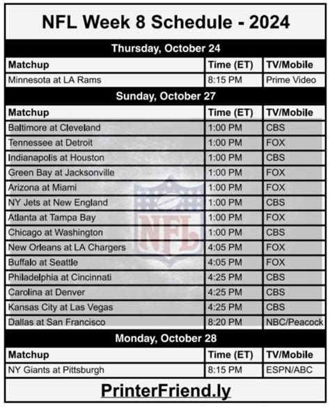 Nfl 2024 Schedule Printable Week 1 Celia Darelle