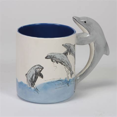 Dolphin Mug Dolphin Decor Pottery Painting Designs Mugs