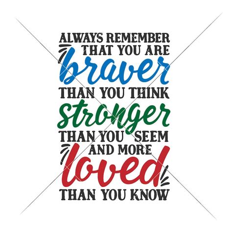 Svg Png Dxf Jpeg Always Remember You Are Braver Stronger Etsy