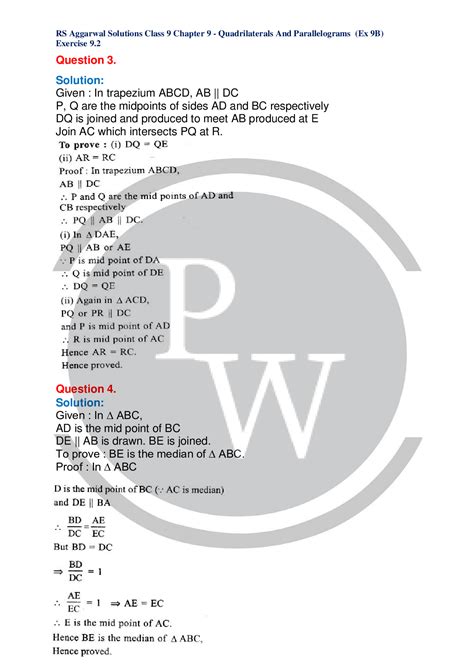 RS Aggarwal Solutions For Class 9 Maths Chapter 9 Ex 9B PW