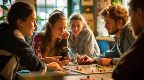 group of friends playing board games, young people at game night ...