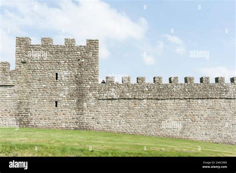 A Child Waves From Hadrians Wall Roman Defence Stock Photo Alamy