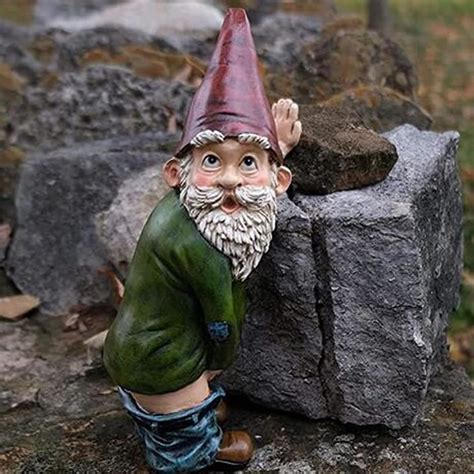 Nain De Jardin Garden Gnomes Ornement Drôle Naughty Garden Gnome Sur