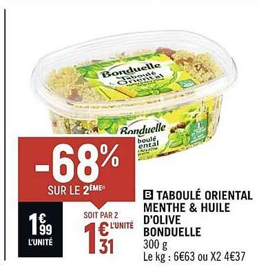 Promo Taboulé Oriental Menthe Huile D olive Bonduelle chez Spar