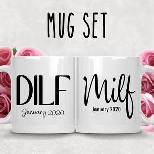 DILF MILF Coffee Mug Set Funny Pregnancy Reveal Coffee Mugs For