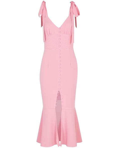 Lavish Alice Stretch Crepe Midi Dress In Pink Lyst