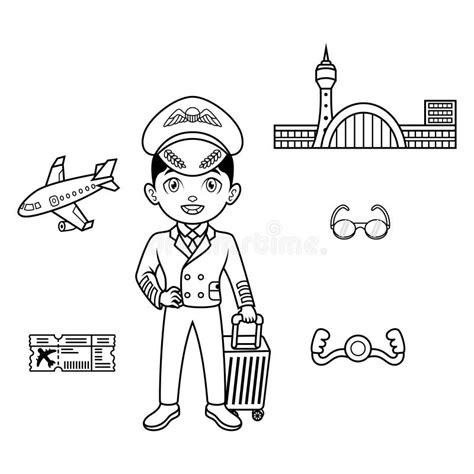 Cartoon Airport and Objects Collection Stock Vector - Illustration of ...