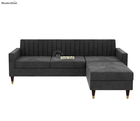 Buy Everett L Shape Fabric Sofa Velvet Graphite Grey At 27 OFF