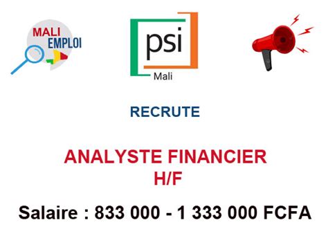 Psi Mali Recrute Analyste Financier Salaire Fcfa