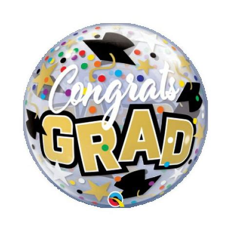 Qualatex Congrats Grad Stars And Dots Graduation 22 Bubble Balloon