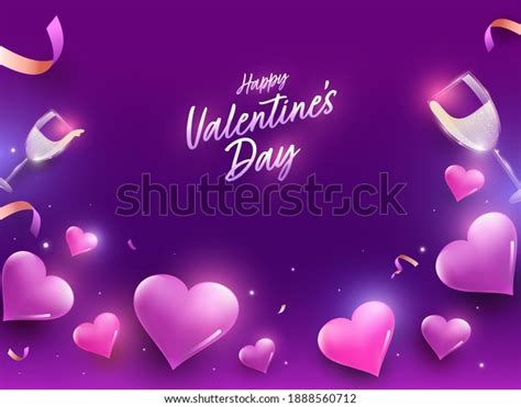 Happy Valentines Day Concept Glossy Hearts Stock Vector Royalty Free