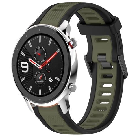 สำหรับ Amazfit GTR 4 Pro 22 มม. สายนาฬิกาซิลิโคนพื้นผิวสองสี (เขียว + ดำ)