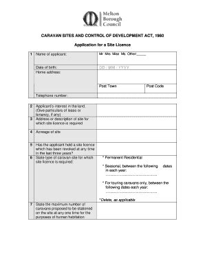 Fillable Online Caravan Sites And Control Of Development Act