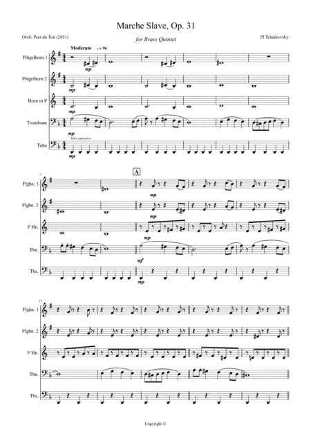 Marche Slave Op 31 PI Tchaikovsky Arr Peet Du Toit Sheet Music