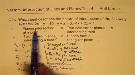 Condition For Three Planes To Intersect As Triangular Prism Vectors Mcv4u Youtube