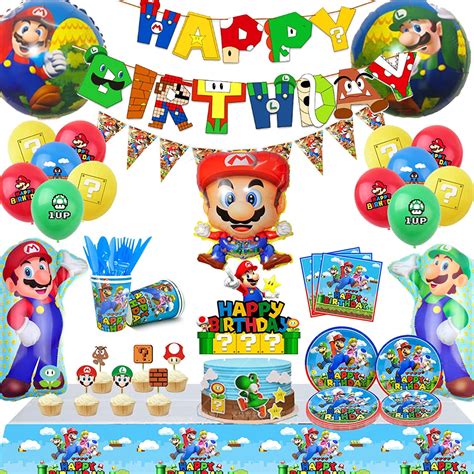 Super Mario Bros Birthday Party Supplies Kart Themed Set With Balloons