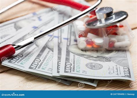 Doctors Medical Stethoscope On Money Background Healthcare Expensive