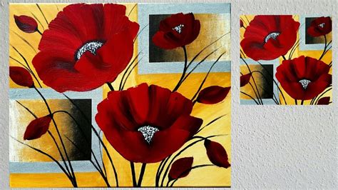 Blumen Malen Acryl Rot F R Anf Nger Flowers Acrylic Painting Red For