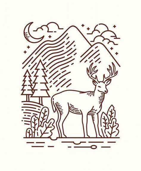 ilustracion de linea de la naturaleza