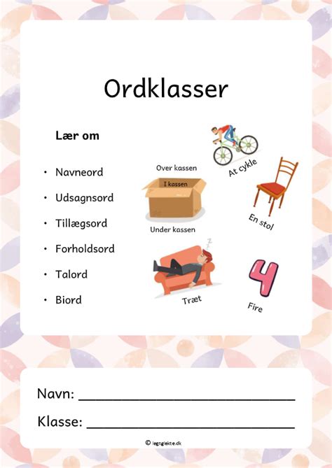 Grammatik Opgaver Om Ordklasser Leg Og Lektie