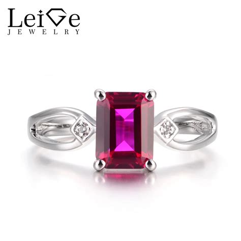 Leige Jewelry Ruby Vintage Rings Ruby Rings July Birthstone Emerald Cut