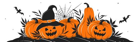 Premium Vector Happy Halloween Banner With Pumpkins Cobwebs Spider And A Bat