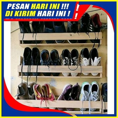 Jual Rak Tempat Sepatu Dan Sandal Kayu Jati Belanda Tempel Dinding