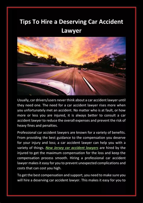 Ppt Tips To Hire A Deserving Car Accident Lawyer Powerpoint