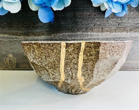 Kintsugi Bowl, Kintsugi Geometric Bowl, Kintsugi Pottery, Gifts for Her, Home Decor, Holiday ...