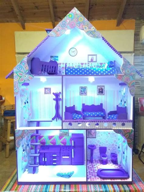 Casita De Muneca Para Barbie Luces Led Mansion Completa Mercadolibre