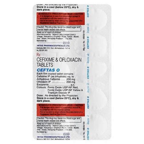 Intas Cefixime Ofloxacin Tablet At Best Price In Thatipaka By Datta Sri