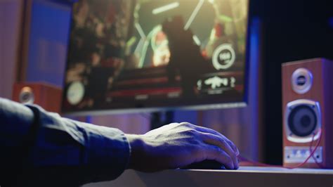gamer playing fps cyberspace videogames  pc monitor  computer