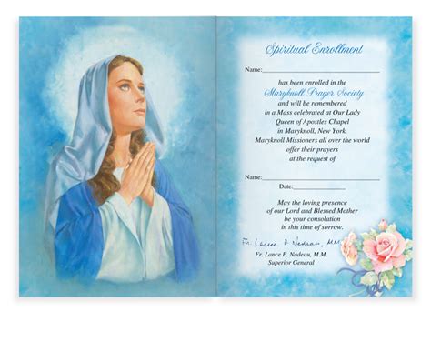 Gold Cross Mary Sympathy Mass Cards