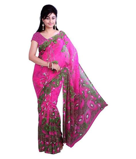 Kanani Group Pink Bhagalpuri Silk Saree Buy Kanani Group Pink