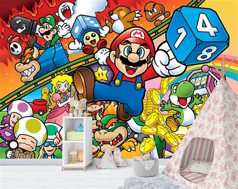 Super Mario Wallpaper Kids Wallpaper / Removable Traditional Peel Stick ...