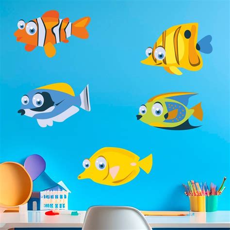 Sticker Mural Enfant Kit De Poissons Tropicaux WebStickersMuraux