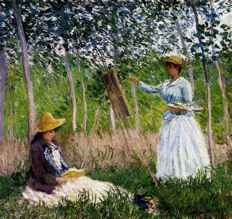 In The Woods At Giverny Blanche Hoschede Monet At Her Easel With