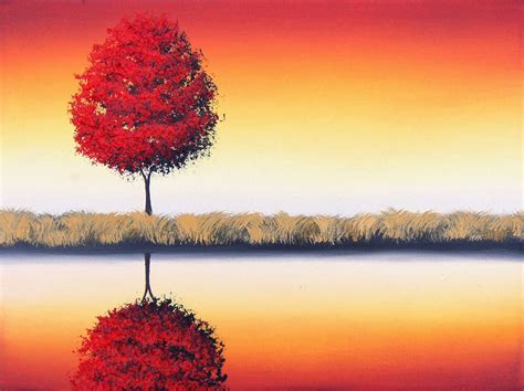 Bing Art by Rachel Bingaman: Modern Art Landscape Painting, Red Tree ...