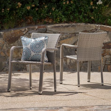 Dover Outdoor Aluminum Wicker Stacking Dining Chair By Christopher