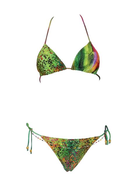 4 Giveness Bikini Da Donna A Triangolo Jungle Azzurra Sport