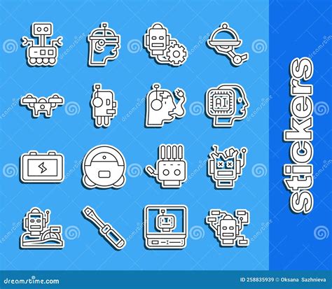 Set Line Robot Broken Robot Humanoid Setting Drone And Charging