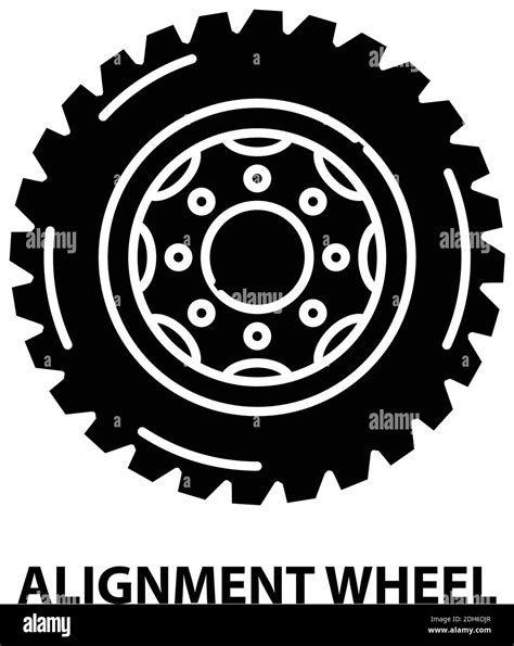 Alignment Wheel Icon Black Vector Sign With Editable Strokes Concept Illustration Stock Vector