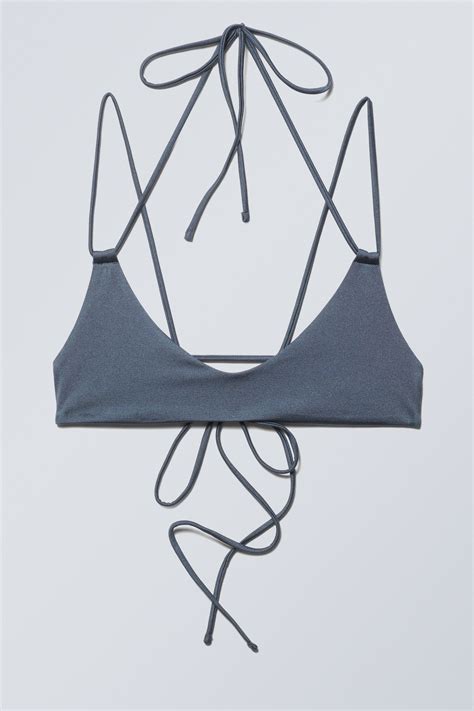 Strappy Bikini Top Blue Shimmer Weekday EU