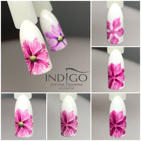 Nail Art Tutorial Step By Step Flowers Gel Polish Indigo Nail Art Diy