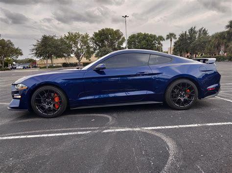 Kona Blue Ecoboost Performance Package With Metallic Orange Brake Calipers Rmustang